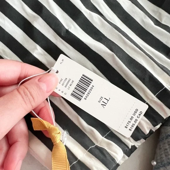 NWT LELE SADOUGHI Gingham Plaid Blue Pearl Embellishment Beret - Picture 5 of 6